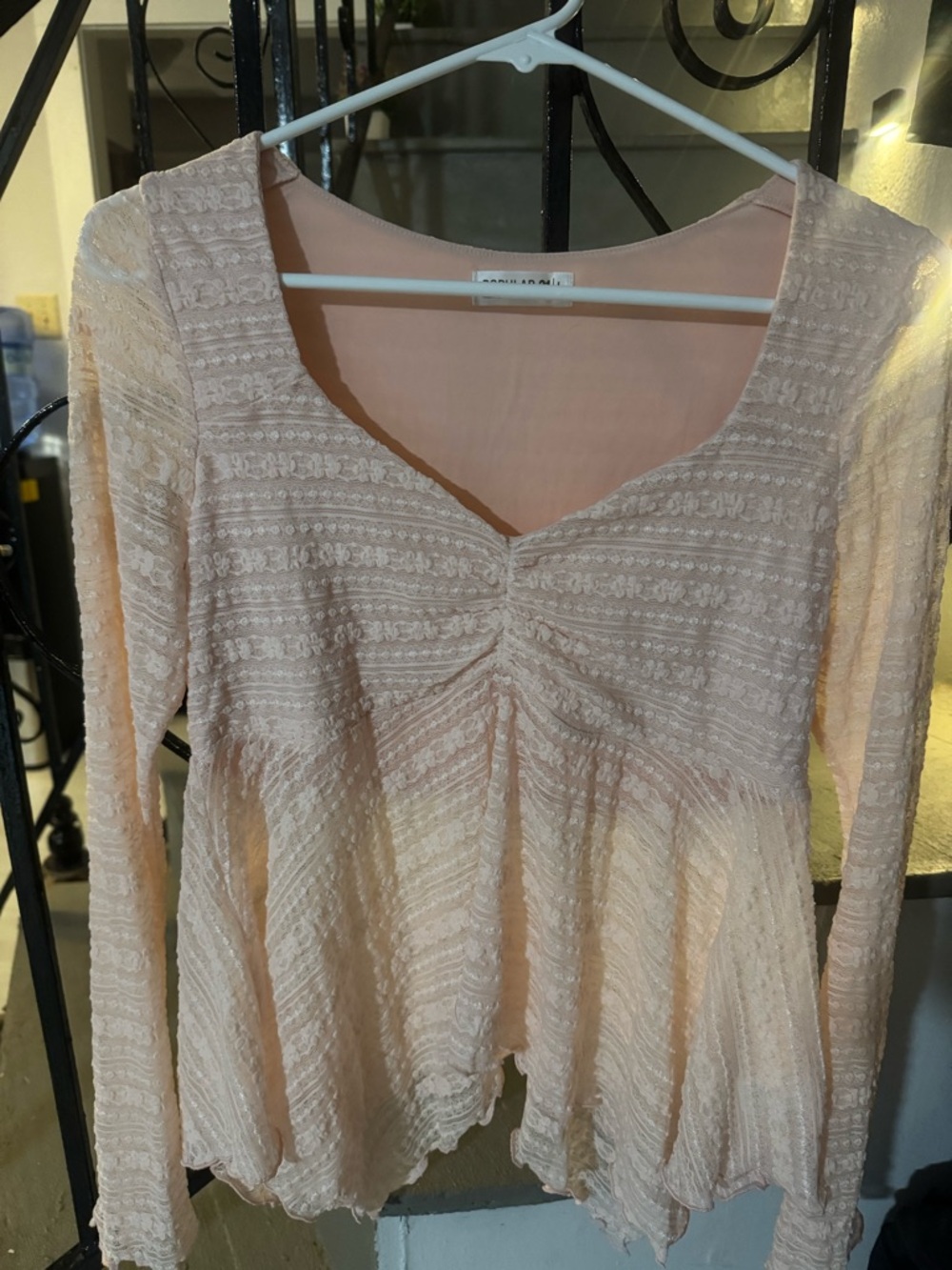 Popular21 light pink Long-Sleeve Textured Women's Top